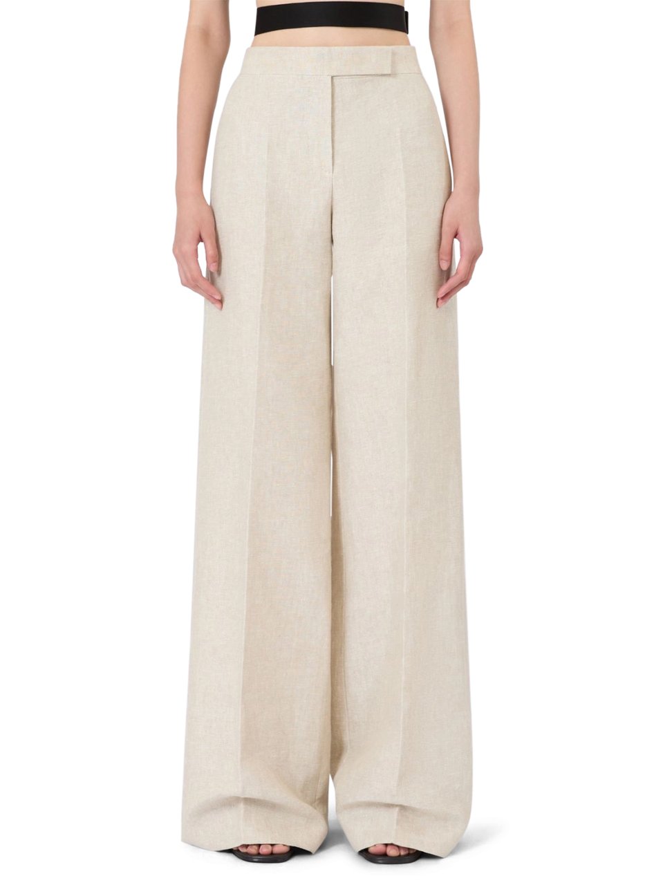 Max Mara Wide-Leg Trousers with High Waist and Pleated Detail Neutraal