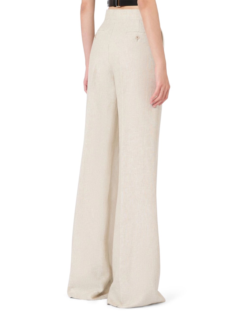 Max Mara Wide-Leg Trousers with High Waist and Pleated Detail Neutraal