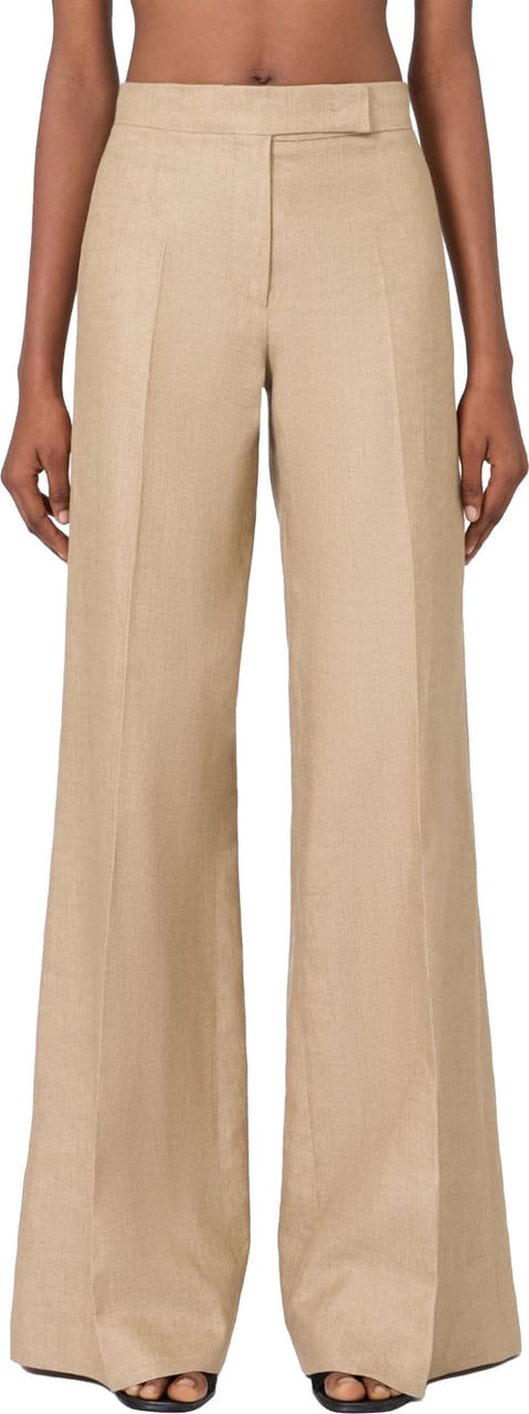 Max Mara Beige Mxsbig High-Waisted Wide-Leg Trousers Neutraal