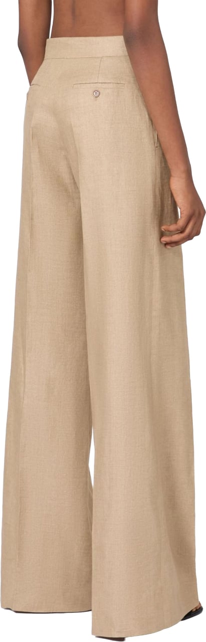 Max Mara Beige Mxsbig High-Waisted Wide-Leg Trousers Neutraal