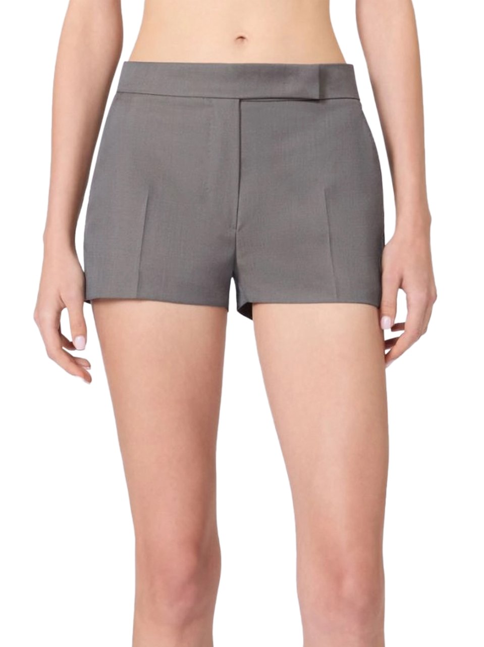 Max Mara Tailored Cropped Shorts with Pleats and Side Pockets Grijs