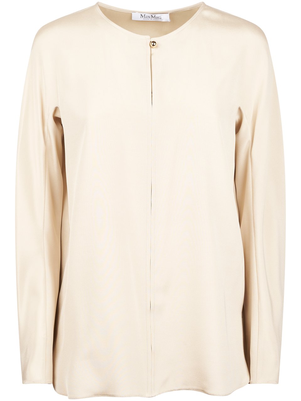 Max Mara Silk-Blend Long-Sleeved Top with Button Closure Neutraal