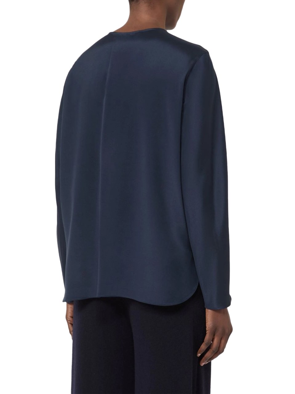 Max Mara Silk Blend Long-Sleeved Top with Button Closure Zwart