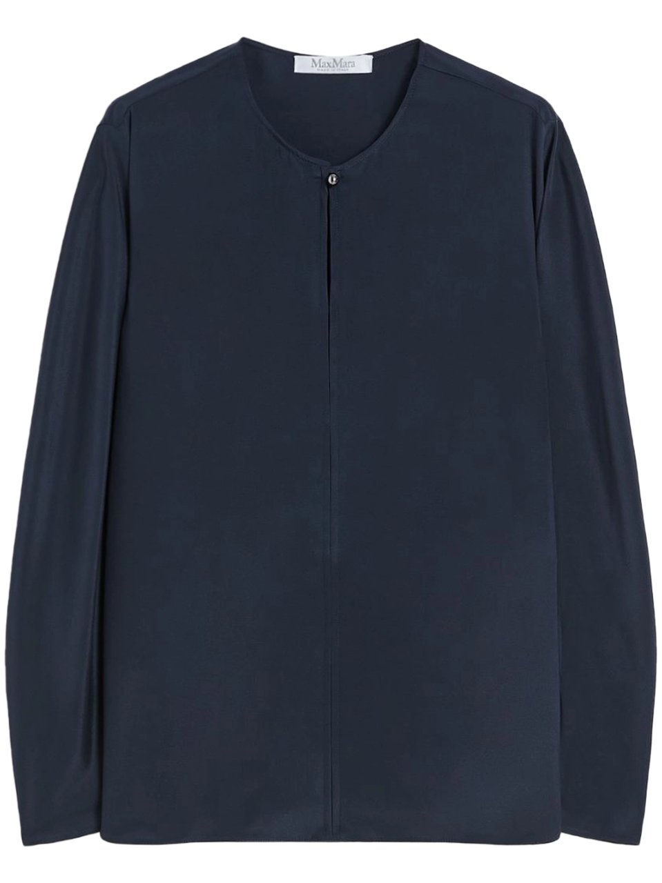 Max Mara Silk Blend Long-Sleeved Top with Button Closure Zwart
