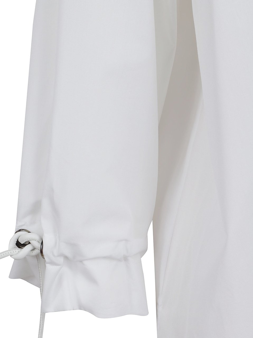 Max Mara White Cotton Shirt with Classic Collar and Gathered Cuffs Wit