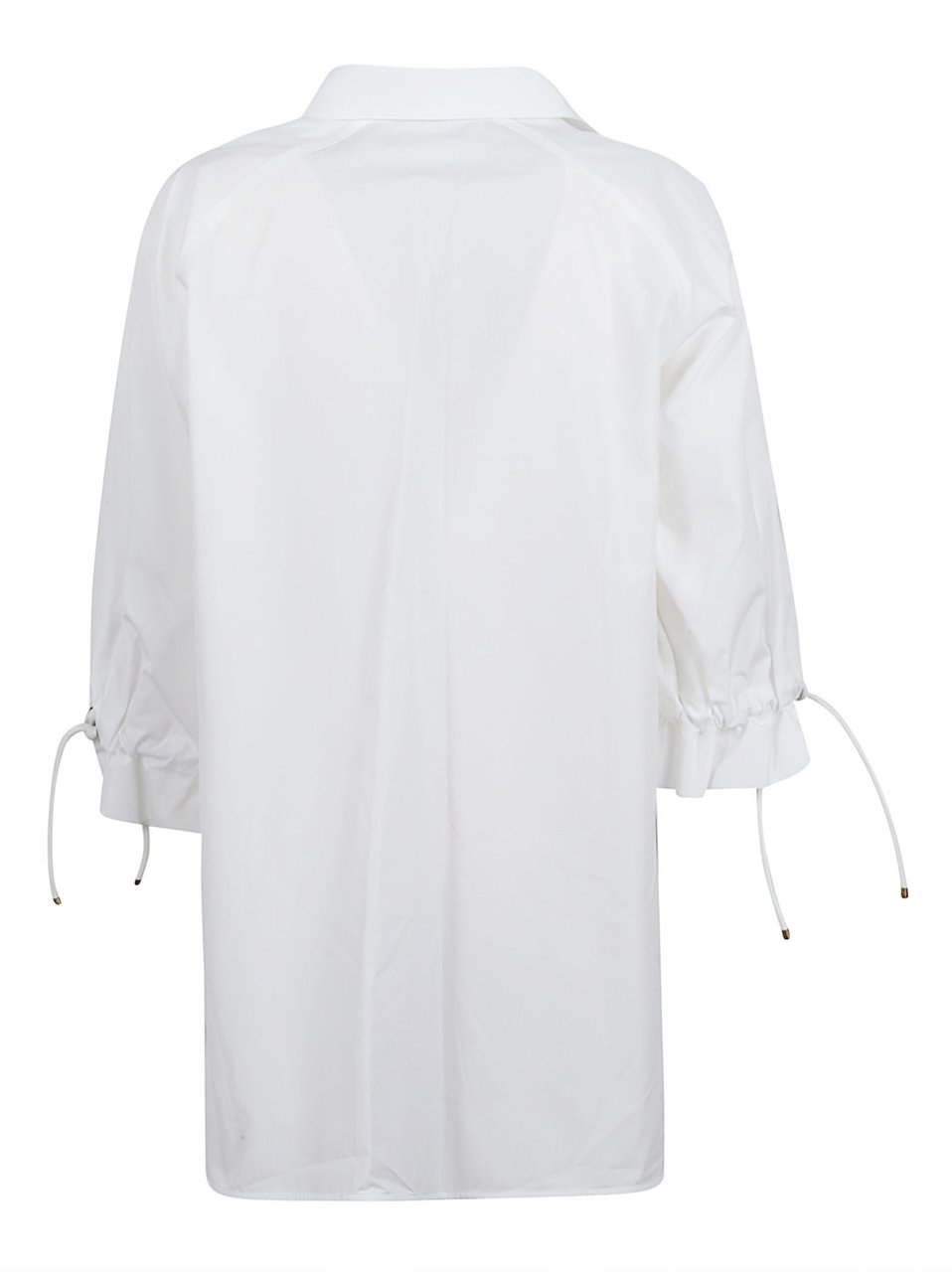 Max Mara White Cotton Shirt with Classic Collar and Gathered Cuffs Wit