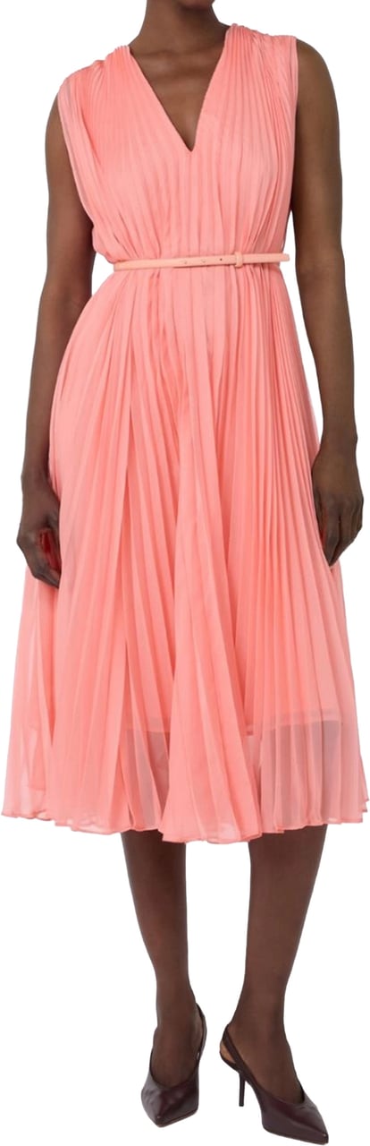 Max Mara Pink Mxecapsul Sleeveless Midi Pleated Dress Maroon