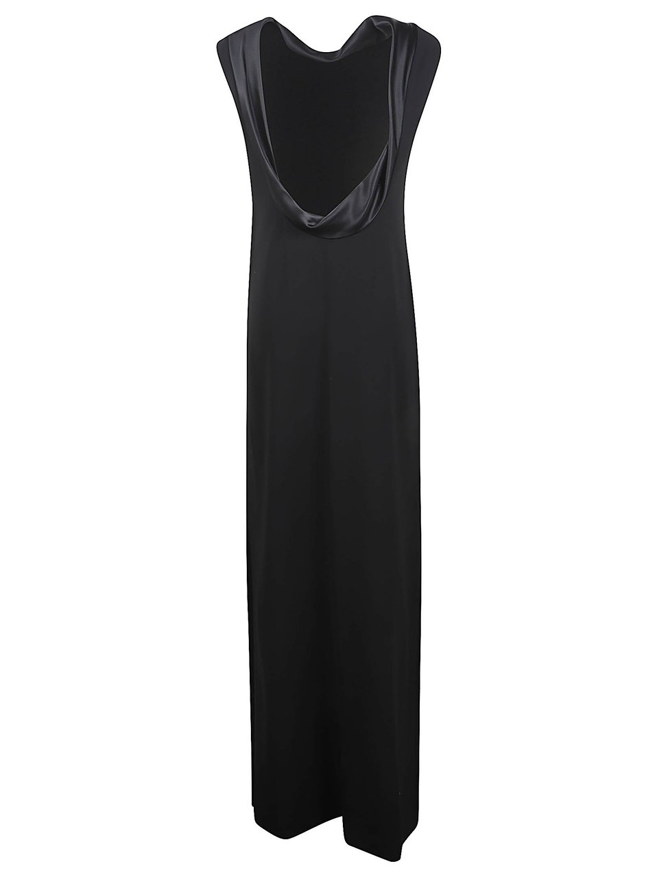 Max Mara Black Maxi Dress with Draped Neckline Zwart