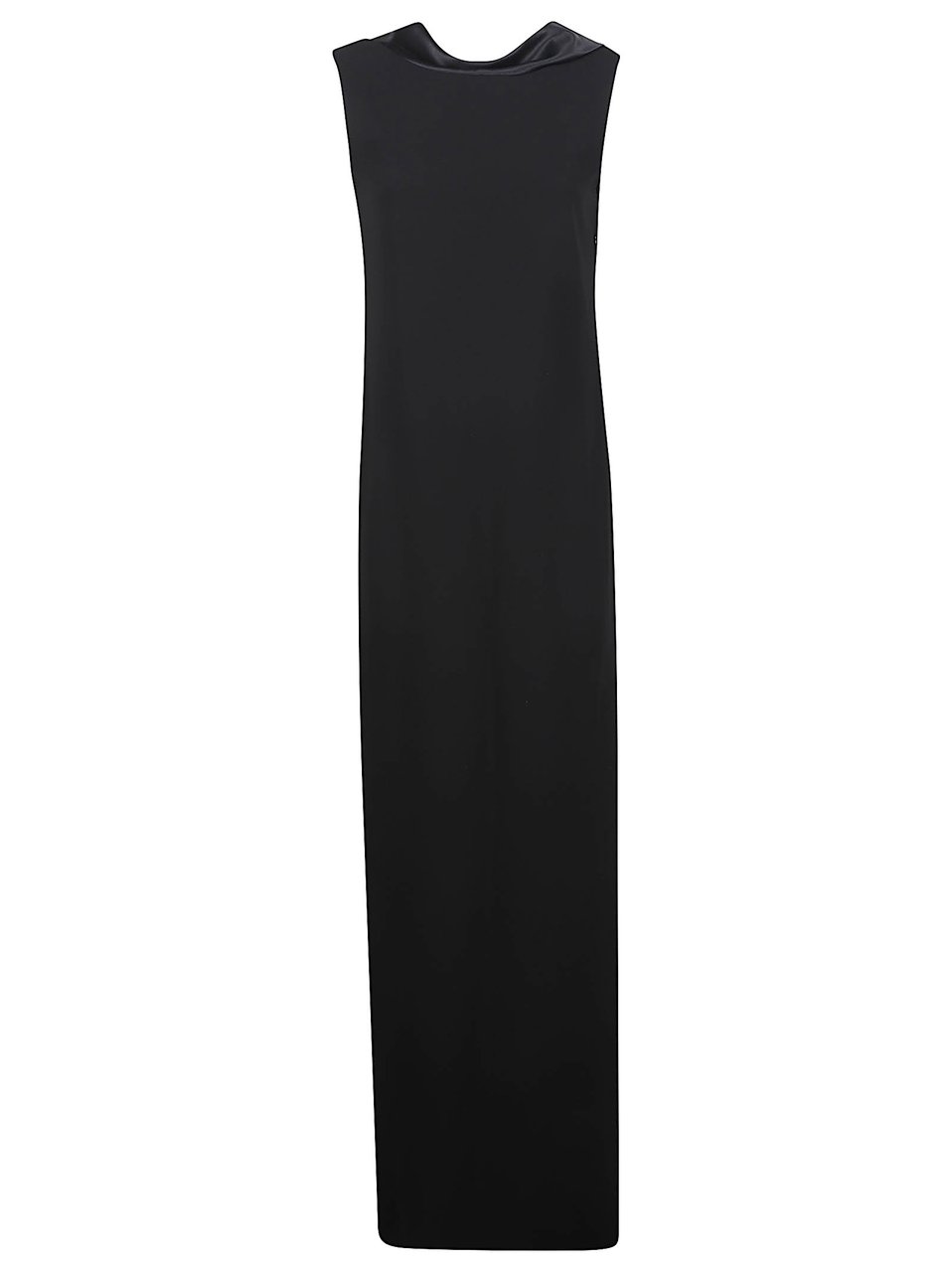 Max Mara Black Maxi Dress with Draped Neckline Zwart