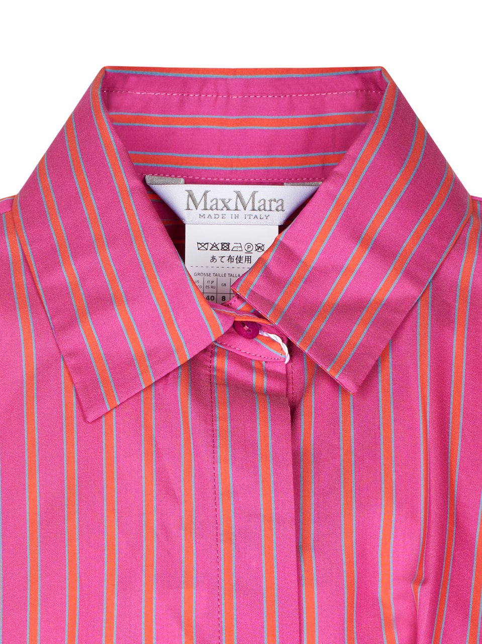 Max Mara Shirt Dress with Pointed Collar and Contrasting Stripes Roze