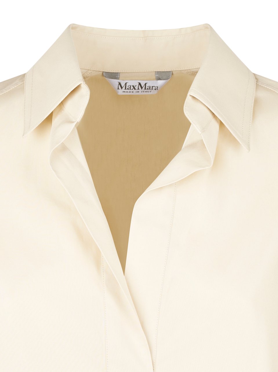 Max Mara Flowing Beige Midi Dress with Classic Collar Neutraal