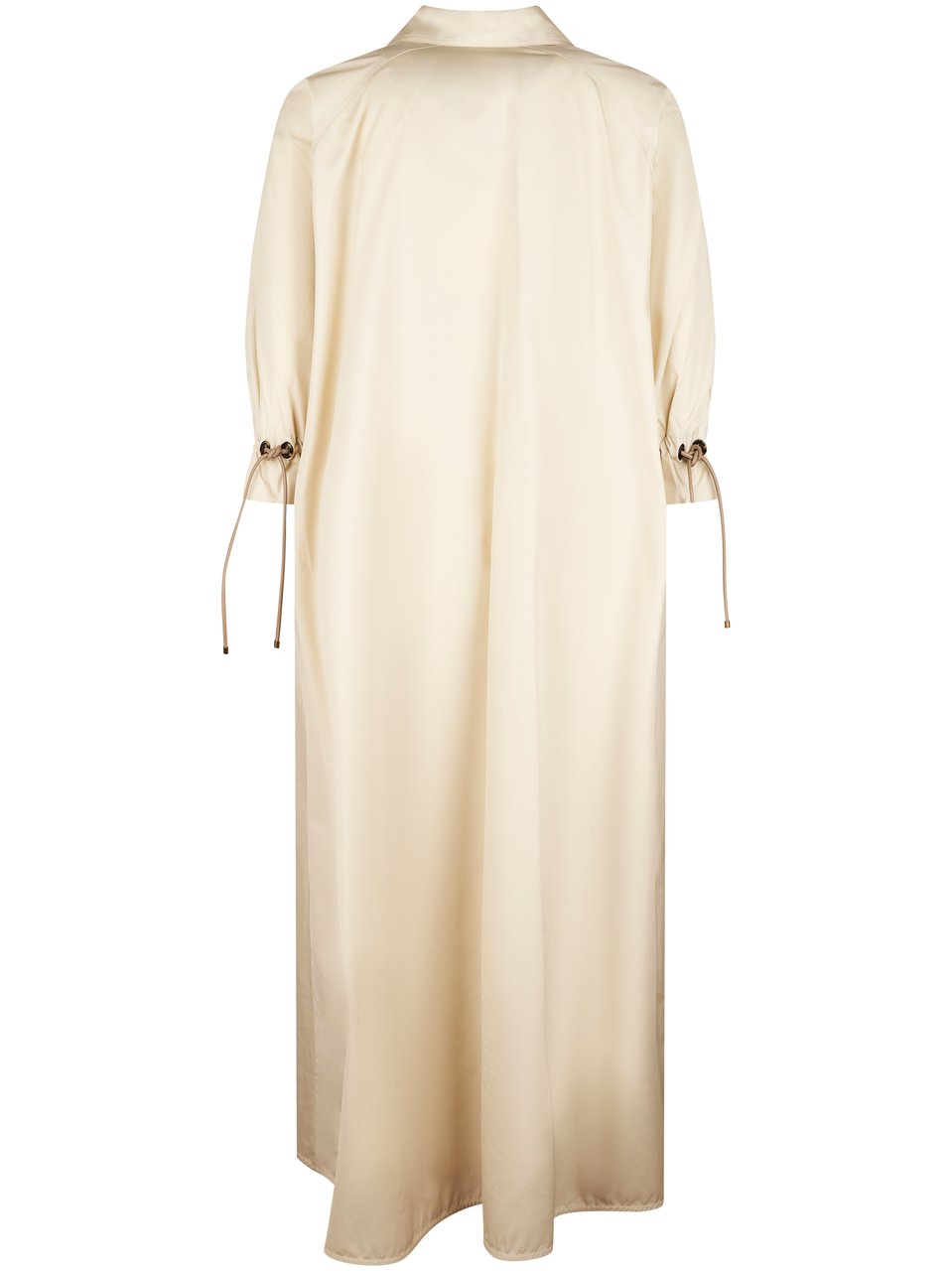Max Mara Flowing Beige Midi Dress with Classic Collar Neutraal
