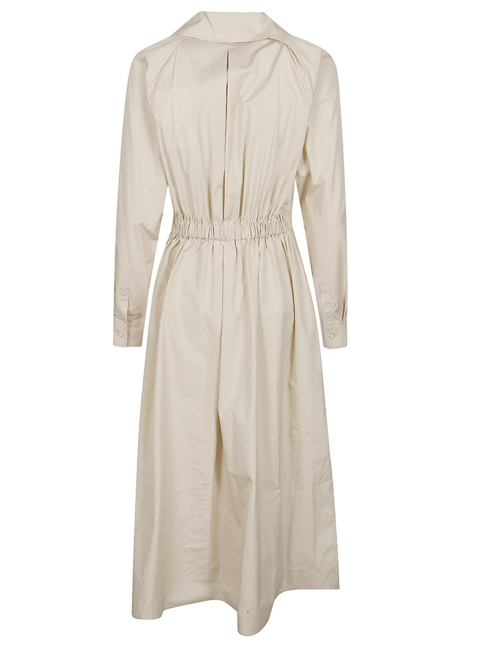 Max Mara V-Neck Dress with Drawstring Front and Elegant Collar Grijs