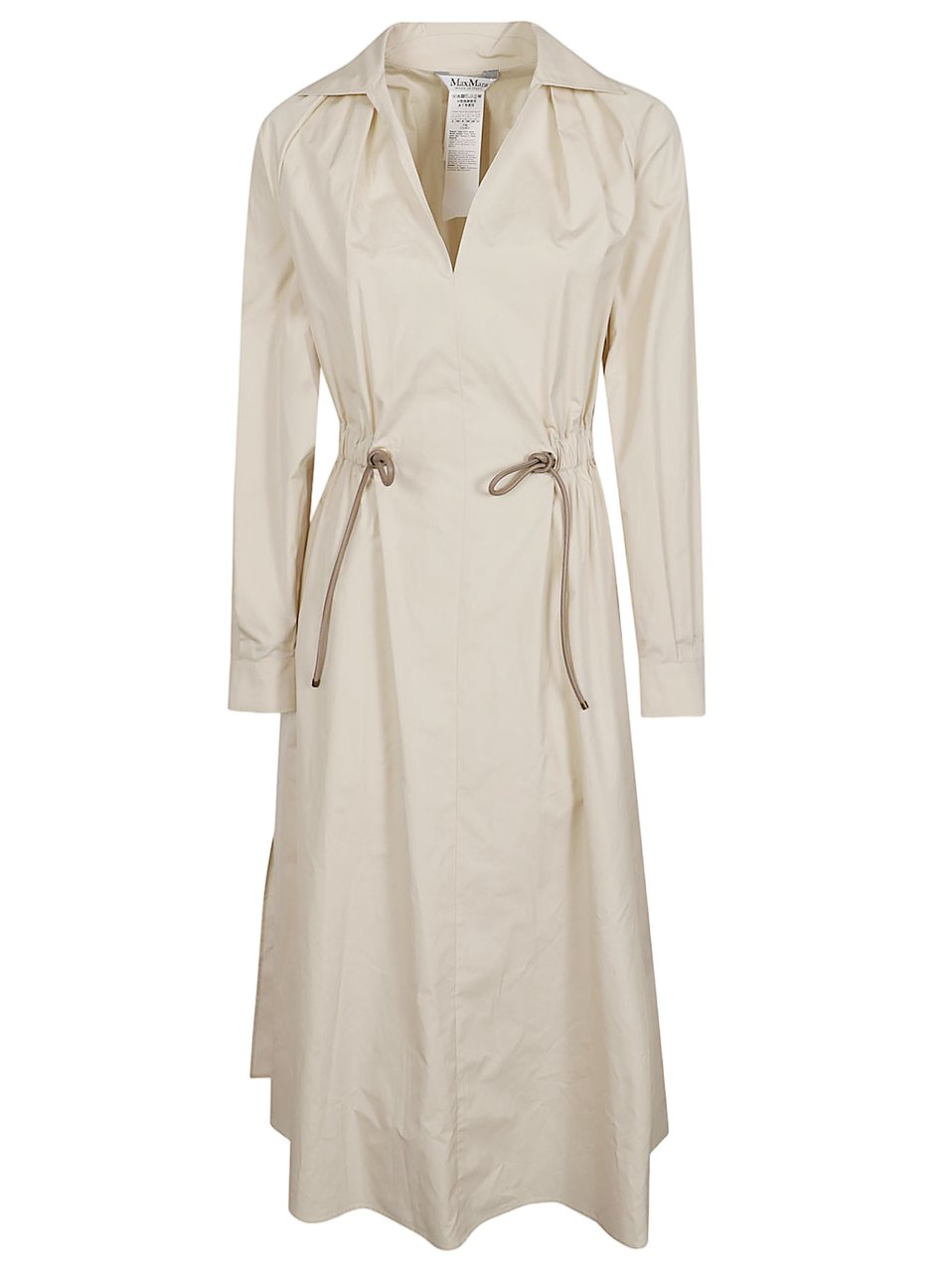 Max Mara V-Neck Dress with Drawstring Front and Elegant Collar Grijs