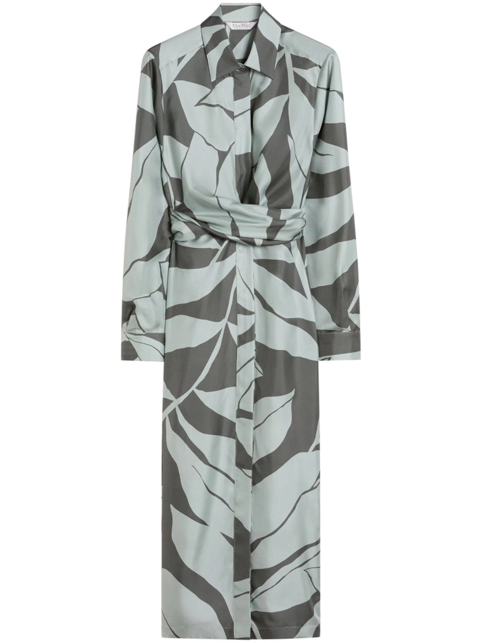 Max Mara Midi Dress with Bold Abstract Leaf Pattern Grijs