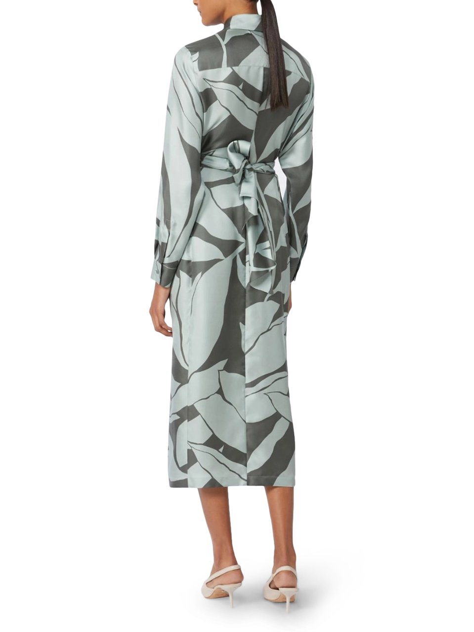 Max Mara Midi Dress with Bold Abstract Leaf Pattern Grijs