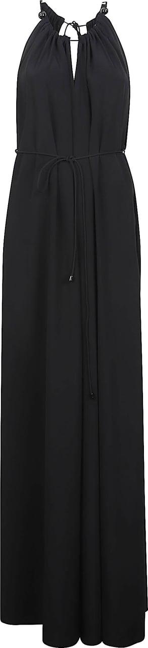 Max Mara Black Maxi Dress with Halter Neckline Zwart
