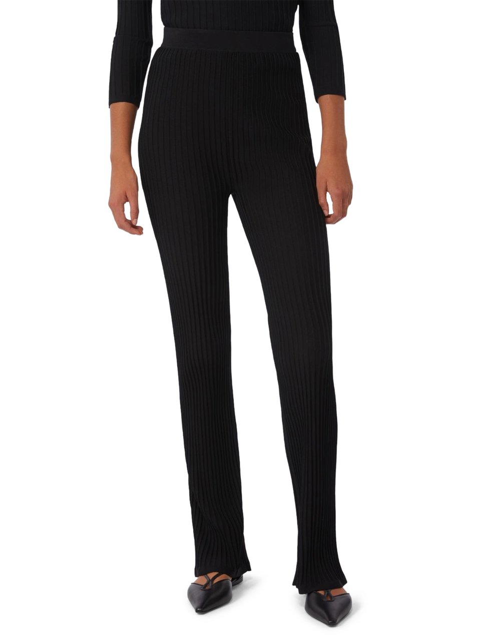 Max Mara Ribbed Knit Trousers with Fitted Silhouette Zwart