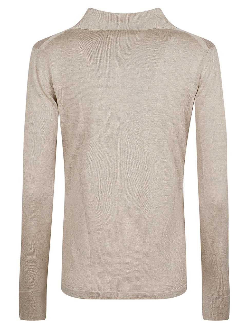 Max Mara Lightweight Button-Front Sweater with Soft Collar and Ribbed Accents Neutraal