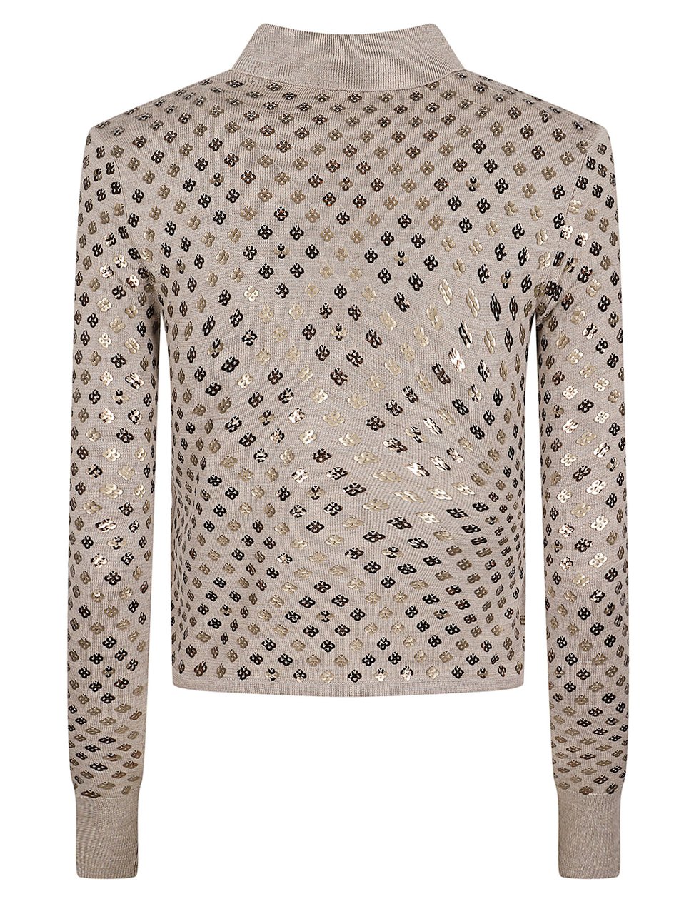 Max Mara Cropped Sweater with Classic Collar and Sequined Pattern Roze