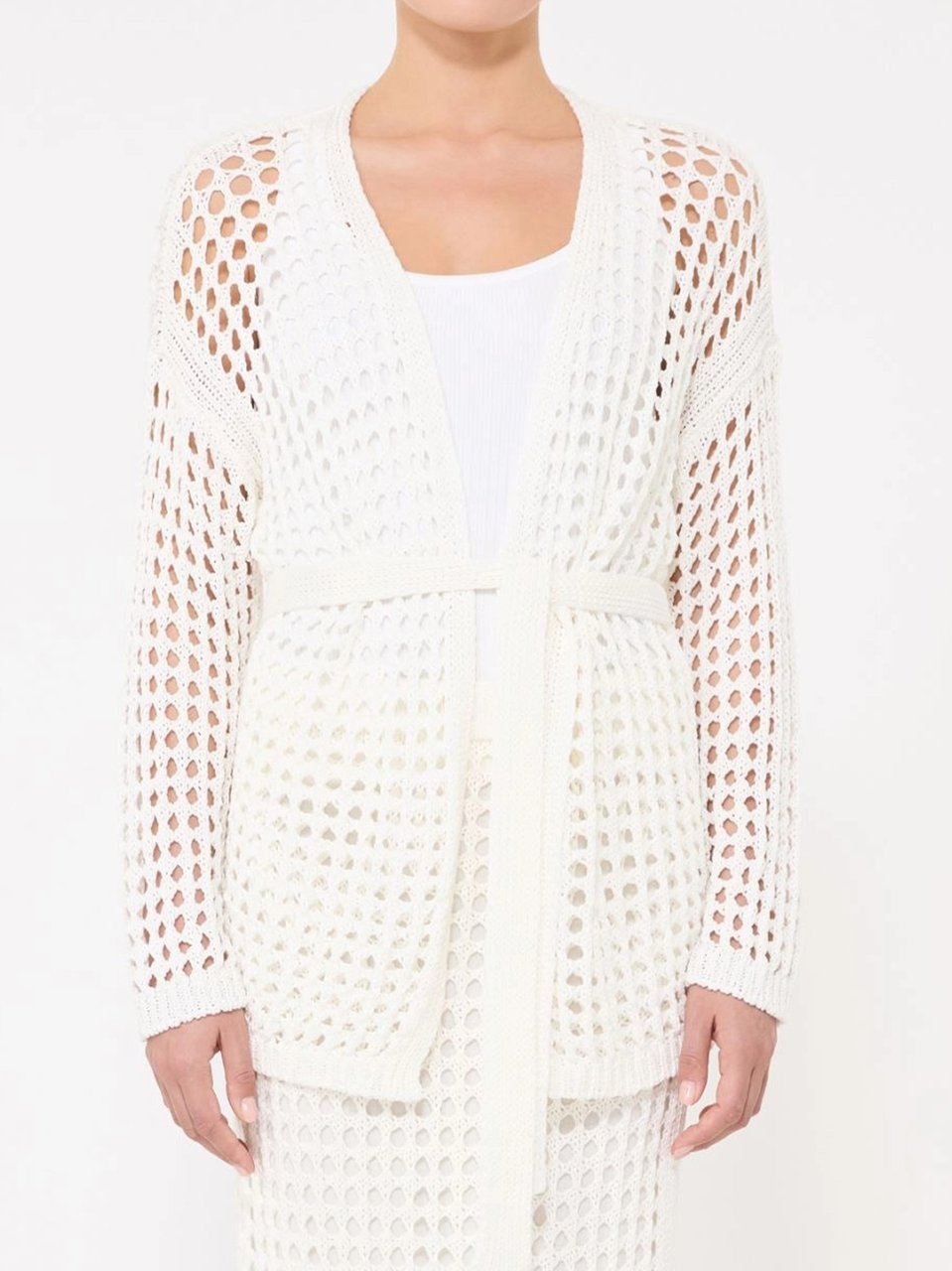 Max Mara Mxpgelo Open-Weave Knitted Cardigan Wit