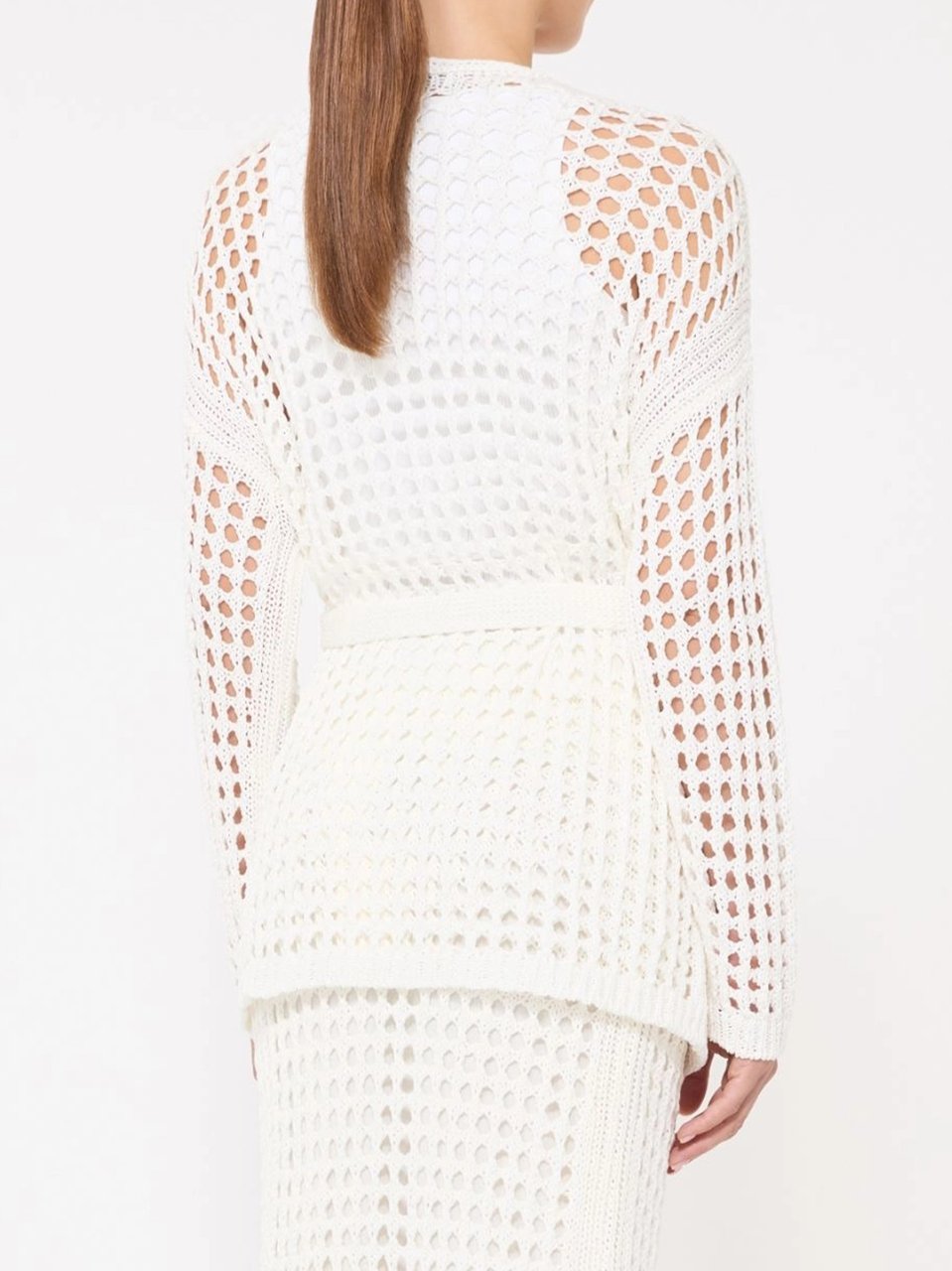 Max Mara Mxpgelo Open-Weave Knitted Cardigan Wit
