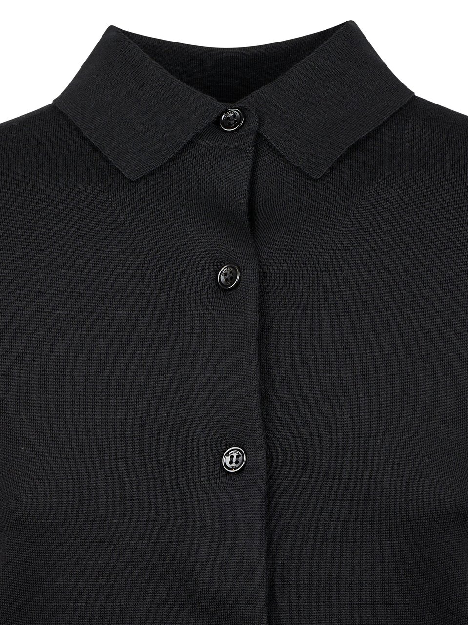 Max Mara Fitted Black Cardigan with Classic Collar Zwart