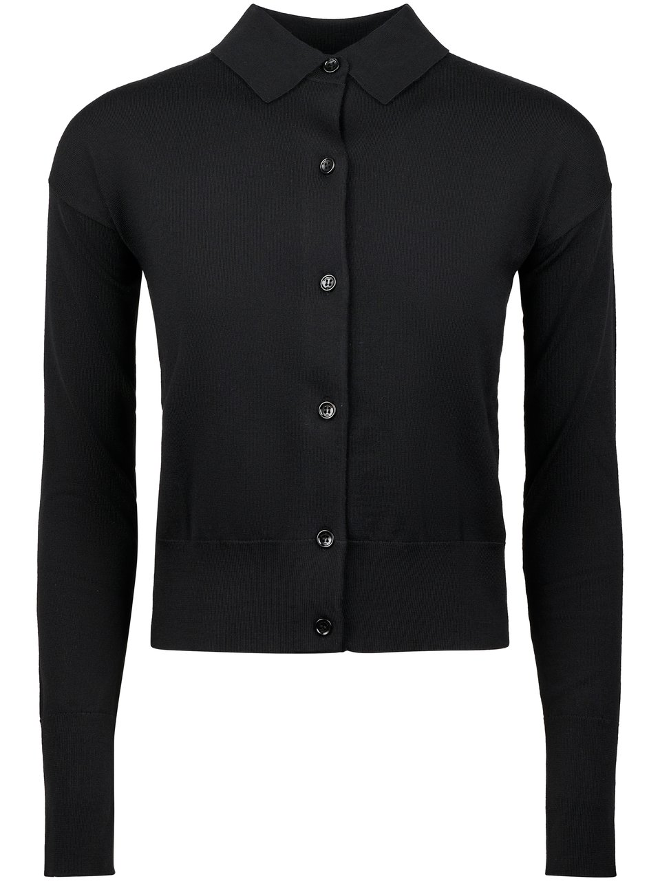 Max Mara Fitted Black Cardigan with Classic Collar Zwart