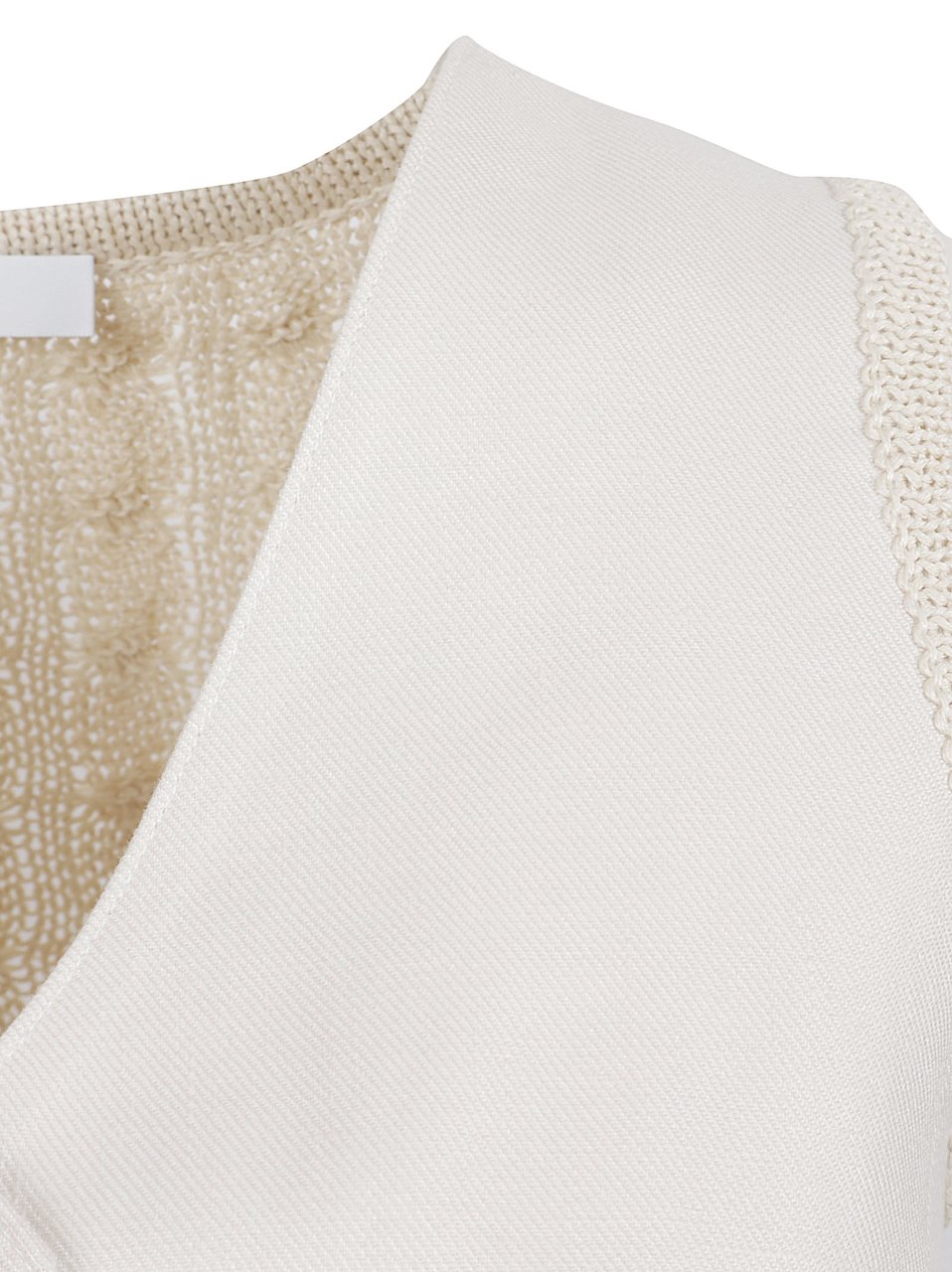 Max Mara Button-Down Linen Gilet with Textured Back and Ribbed Hem Wit