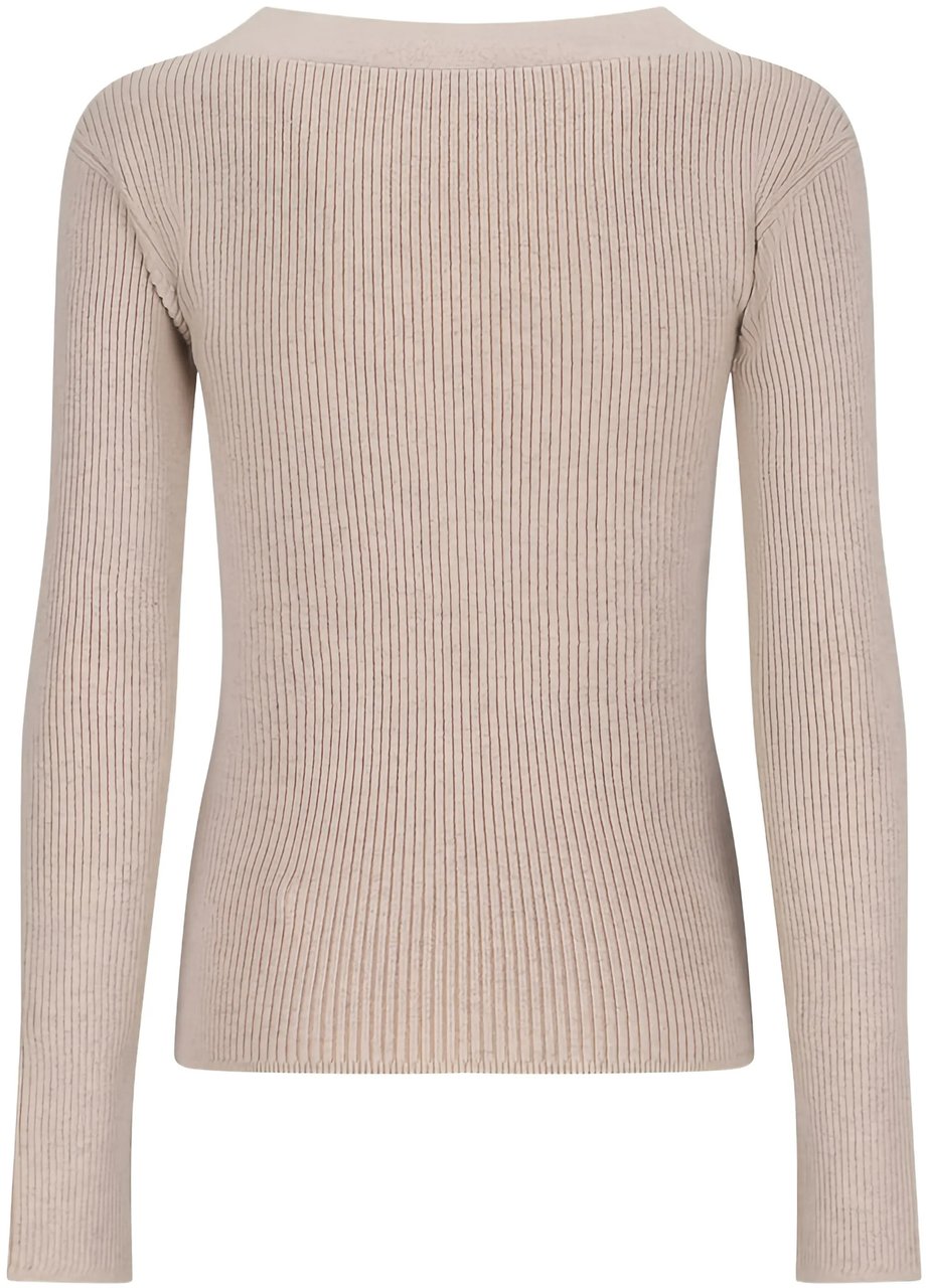 Max Mara Beige Gioiosa Ribbed Knit Button Cardigan Neutraal