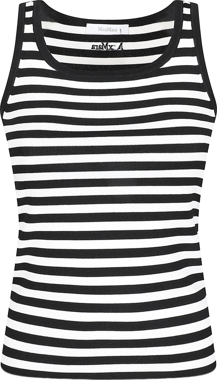 Max Mara Sleeveless Striped Top with Fitted Silhouette Zwart