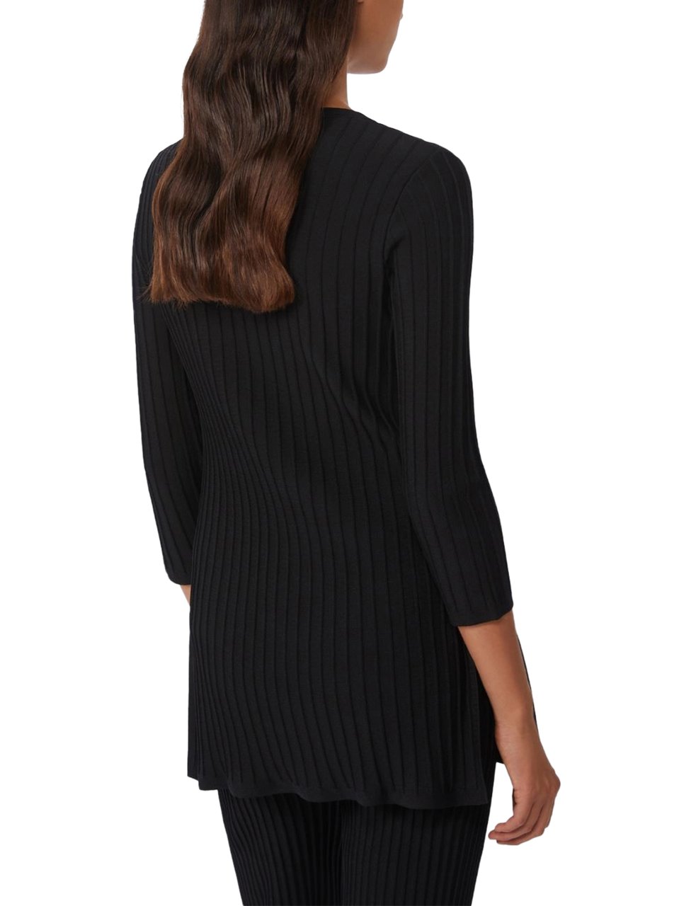 Max Mara Ribbed Black Long-Sleeved Top with Relaxed Fit Zwart