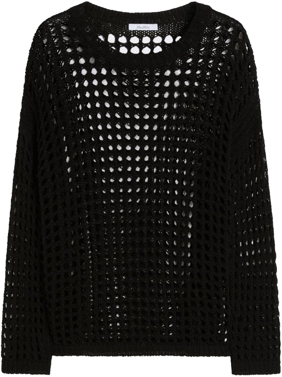Max Mara Black Febe Open-Weave Knit Sweater Zwart