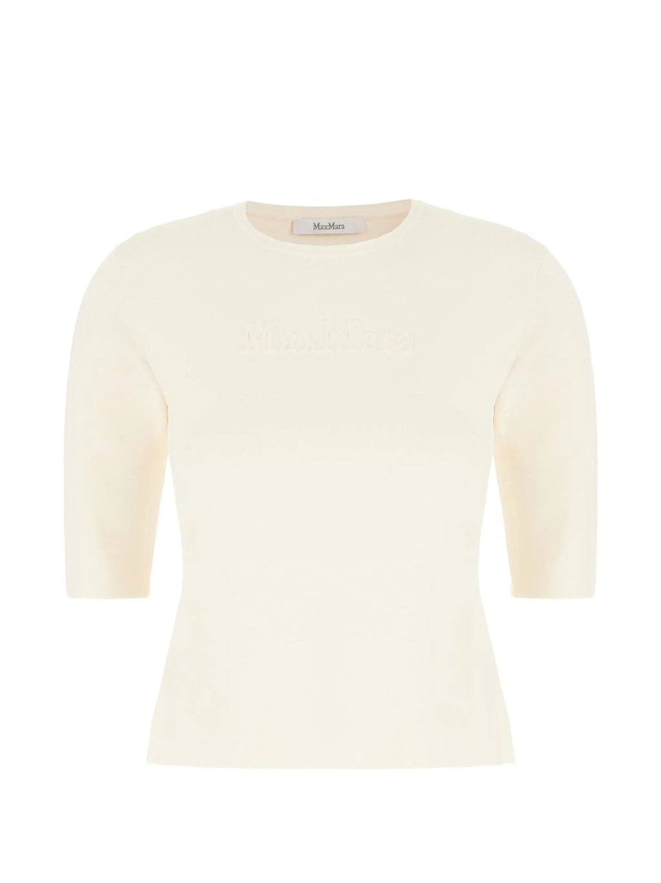 Max Mara Ivory Short Sleeves Knit Sweater Neutraal