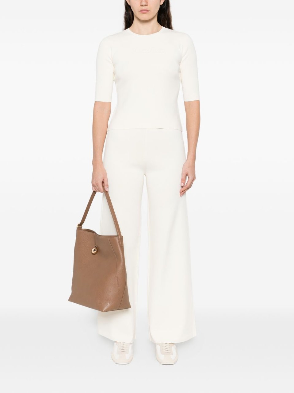 Max Mara Ivory Short Sleeves Knit Sweater Neutraal