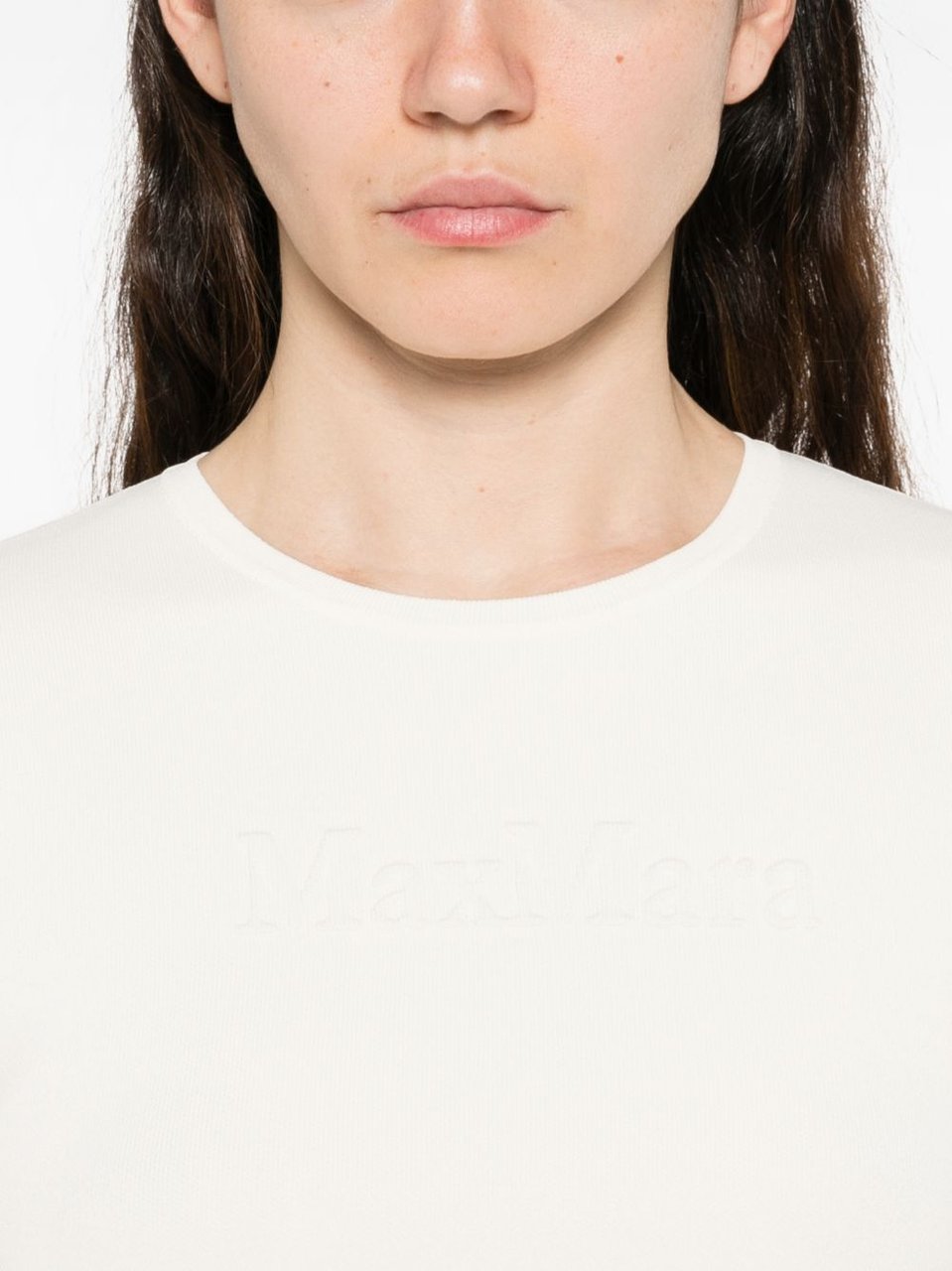 Max Mara Ivory Short Sleeves Knit Sweater Neutraal