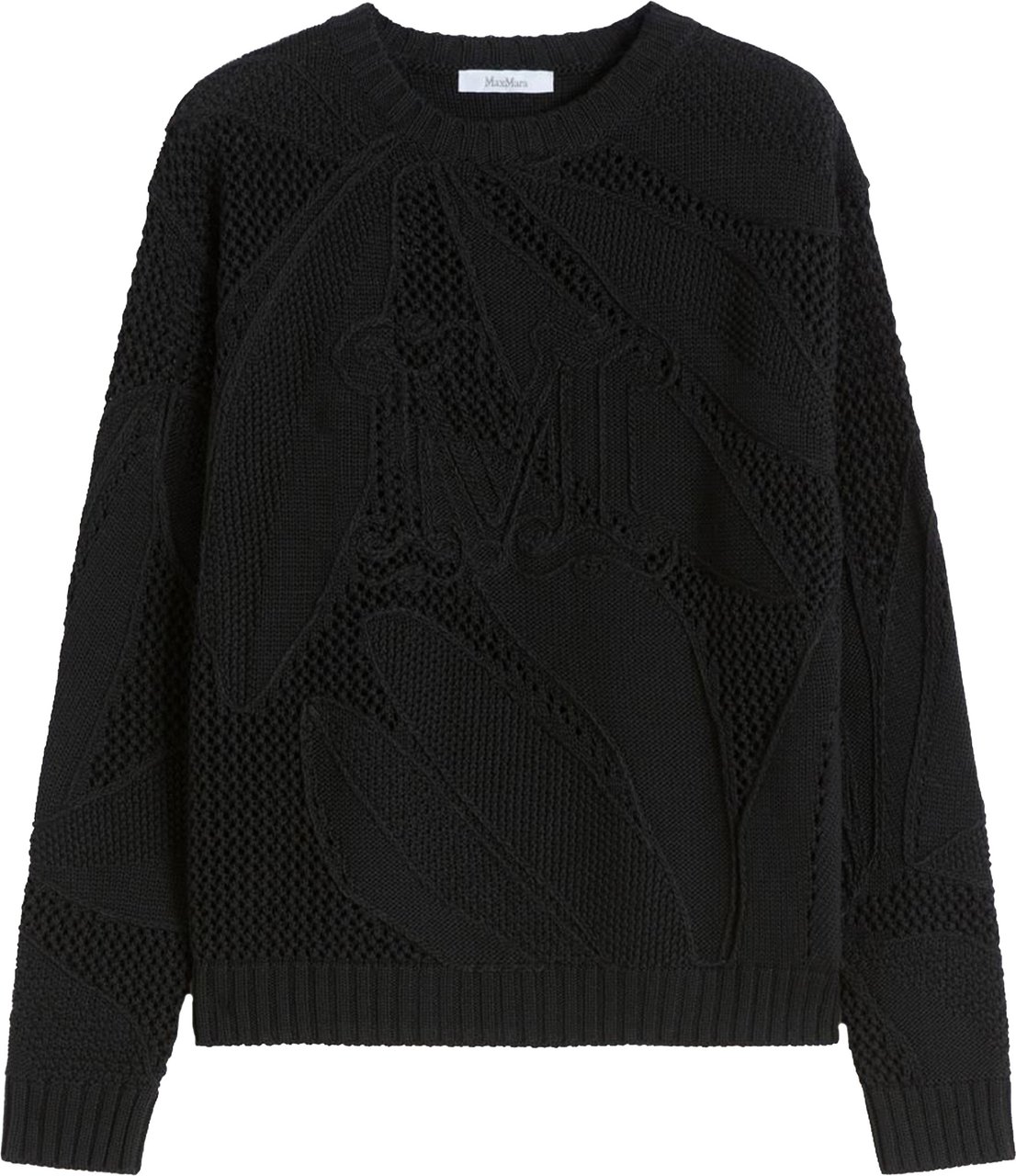 Max Mara Black Mxmsalvo Textured Black Knit Sweater Zwart