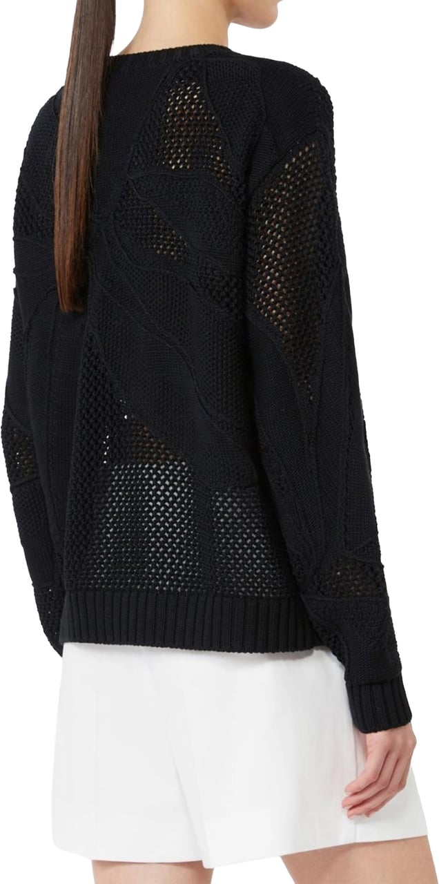 Max Mara Black Mxmsalvo Textured Black Knit Sweater Zwart
