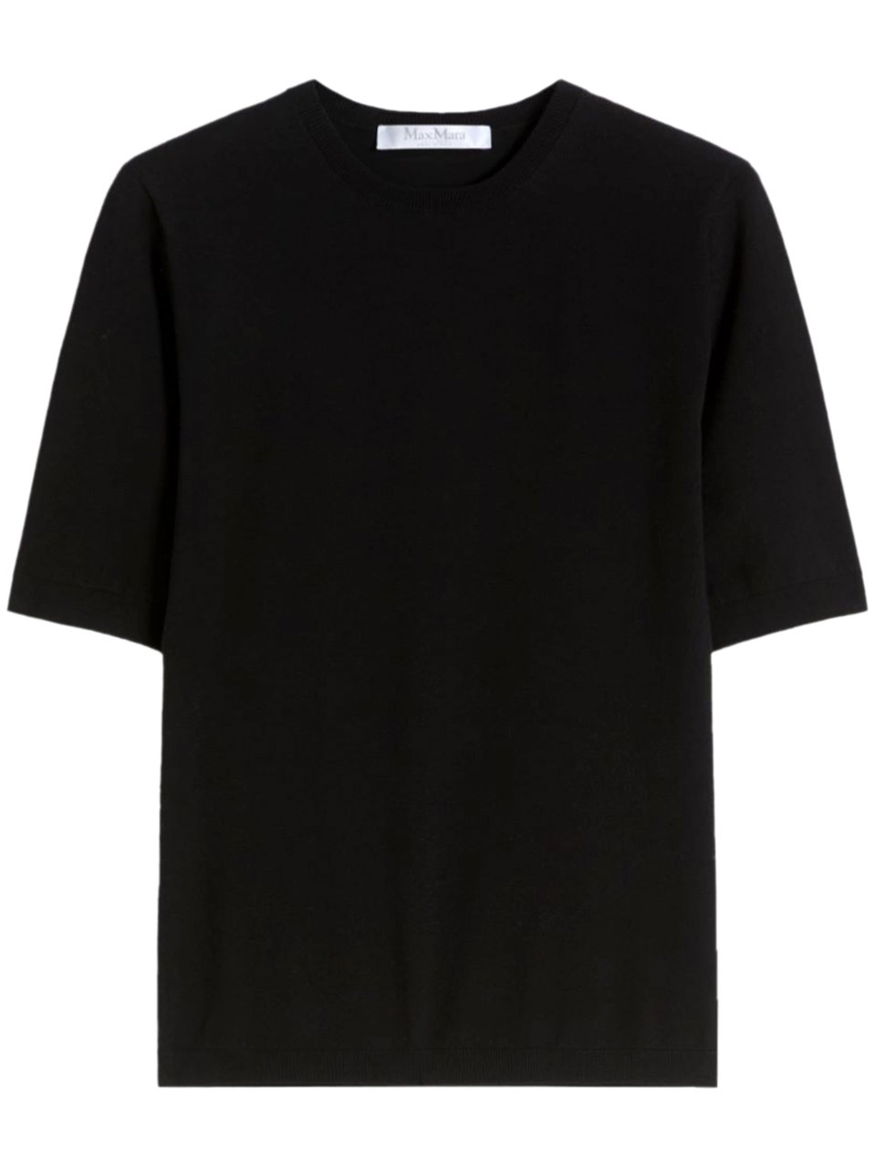 Max Mara Fitted Short-Sleeved Top with Round Neckline Zwart