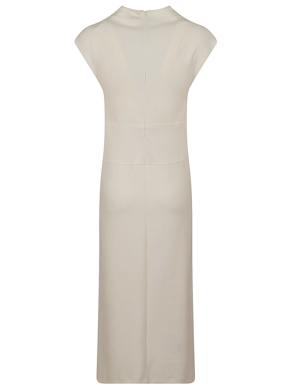 Max Mara Structured Fitted Midi Dress in Soft Scuba Jersey Neutraal