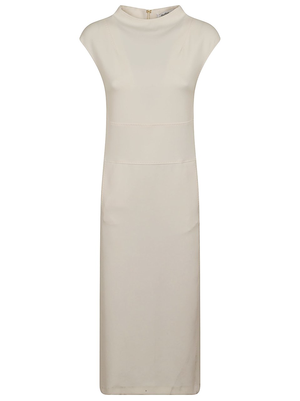 Max Mara Structured Fitted Midi Dress in Soft Scuba Jersey Neutraal