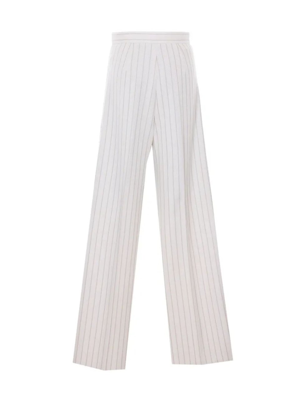 Max Mara White Striped Pleated Waistband Cotton Pants Wit