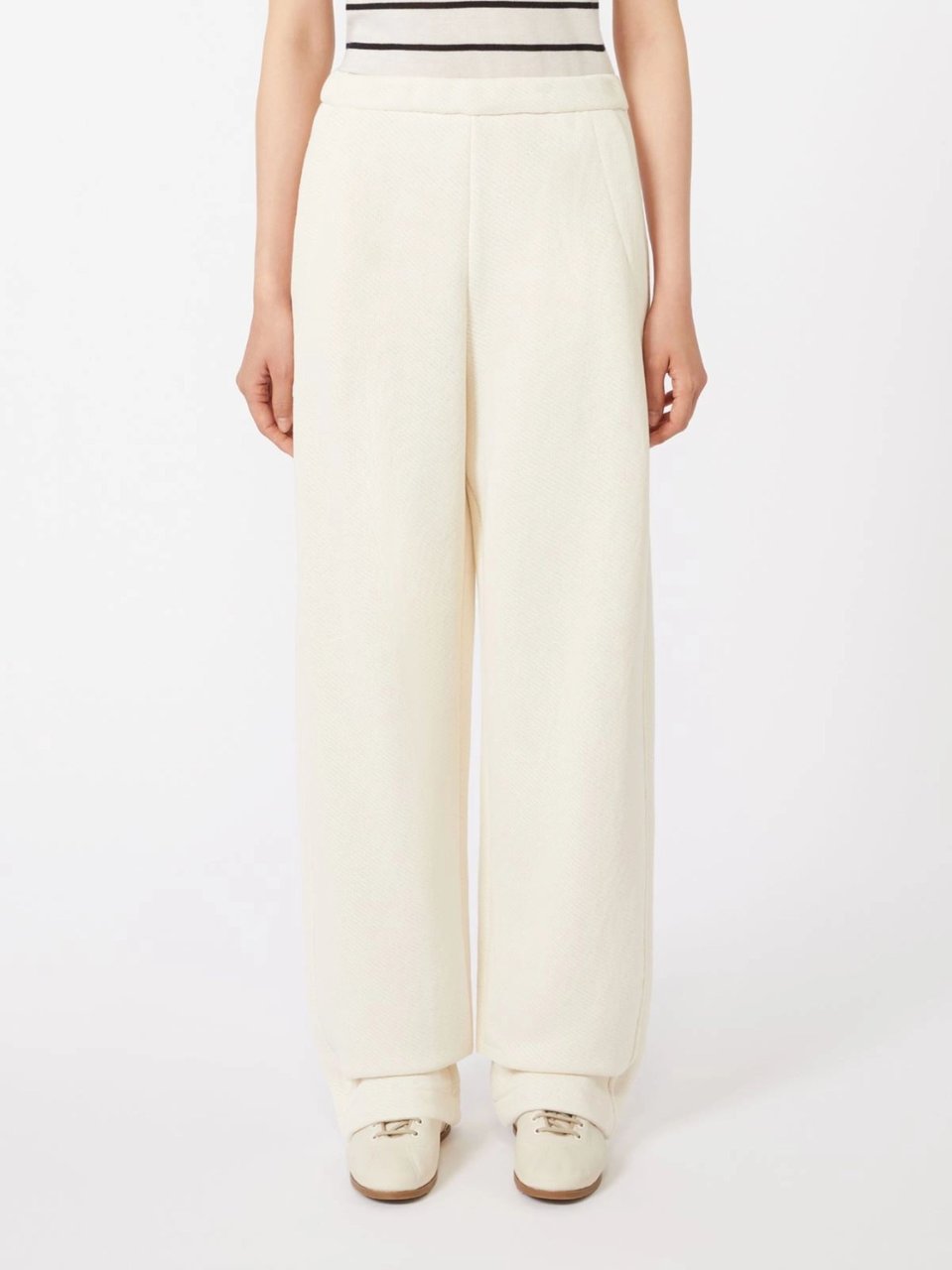 Max Mara White High Waist Cotton Pants Wit