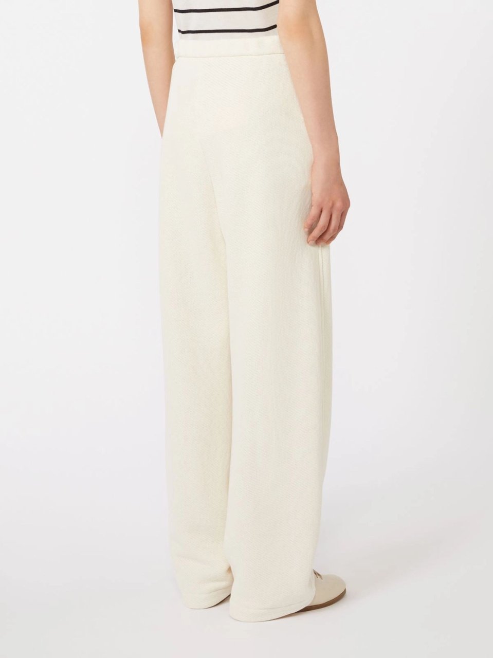 Max Mara White High Waist Cotton Pants Wit