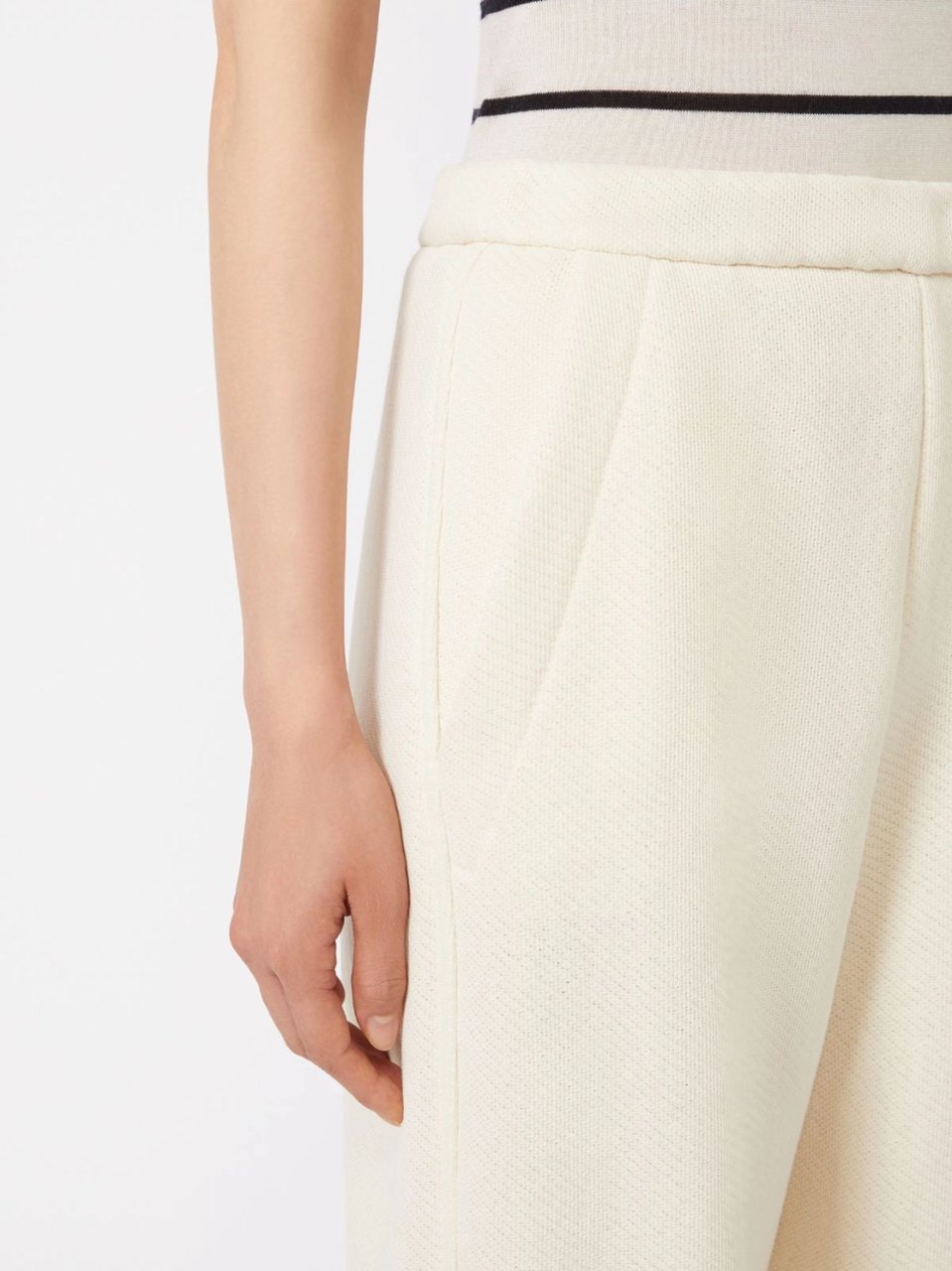 Max Mara White High Waist Cotton Pants Wit
