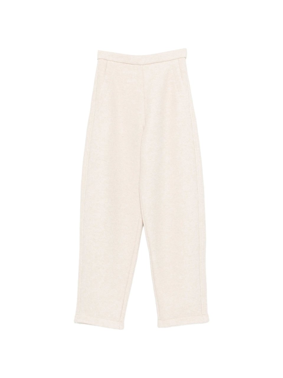 Max Mara Beige Elastic Waistband Cotton Straight-Leg Pants Neutraal