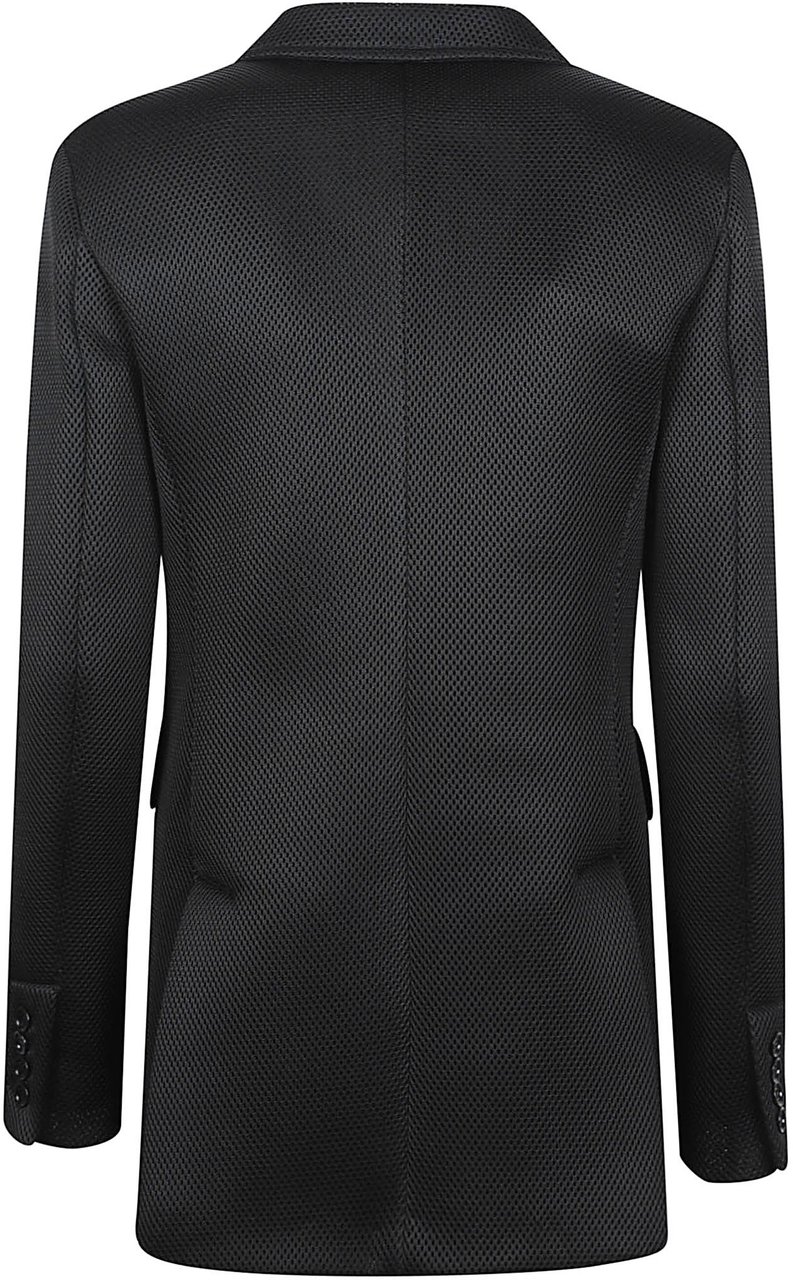 Max Mara Black Blazer with Textured Mesh Fabric Zwart