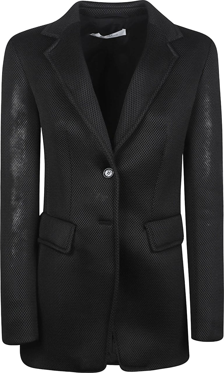 Max Mara Black Blazer with Textured Mesh Fabric Zwart