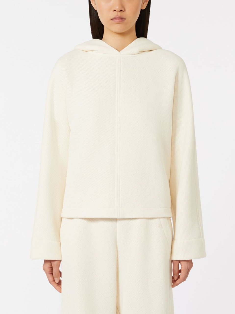 Max Mara White Central Seam Hooded Hoodie Wit