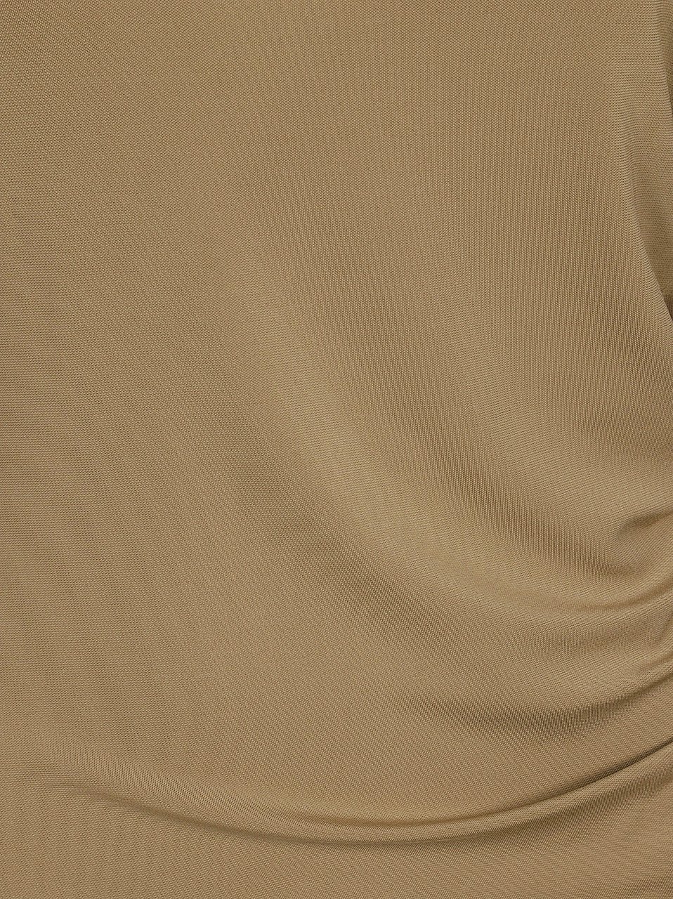 Max Mara Fitted Long-Sleeved Top with Subtle Boat Neckline and Ruching Detail Bruin